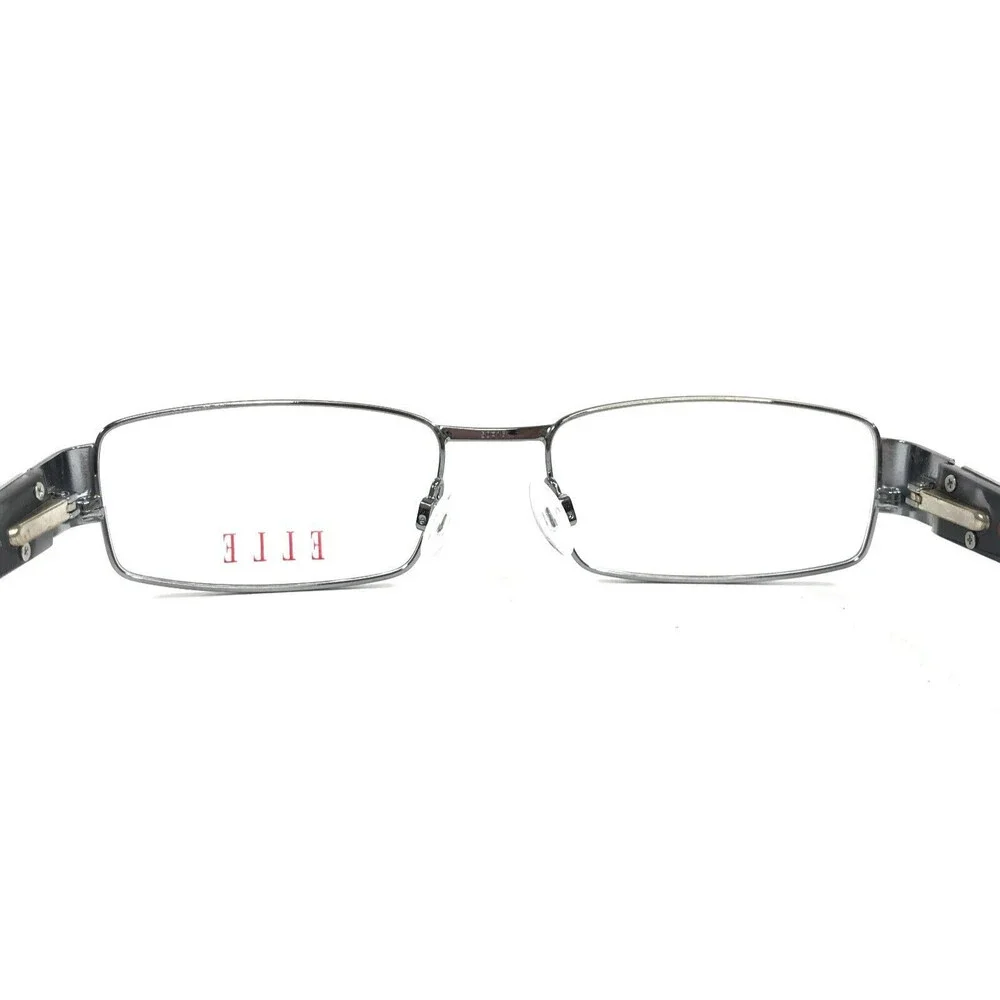 Elle Eyeglasses Frames EL13317 BK Black Silver Rectangle Full Rim 50-16-135